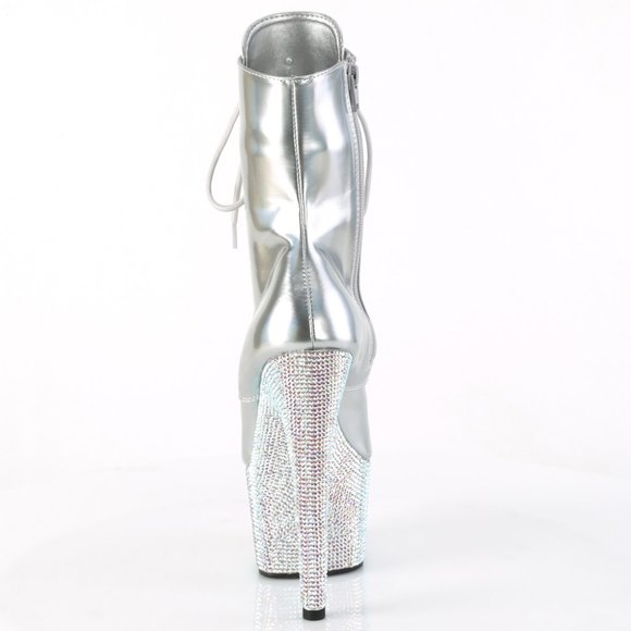 Rhinestone Platform Lace Up High Heel Ankle Boots - Picture 4 of 5